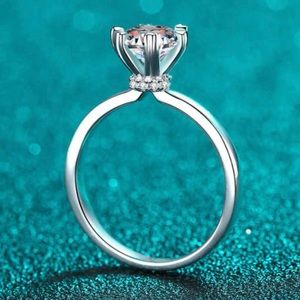 Sterling Silver Moissanite Crown Dainty Solitaire Engagement Rings